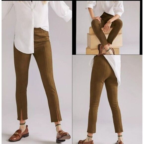 Anthropologie Avec Les Filles Slit-Front Sueded Moss Leggings Pants NWT Size S - Picture 1 of 9